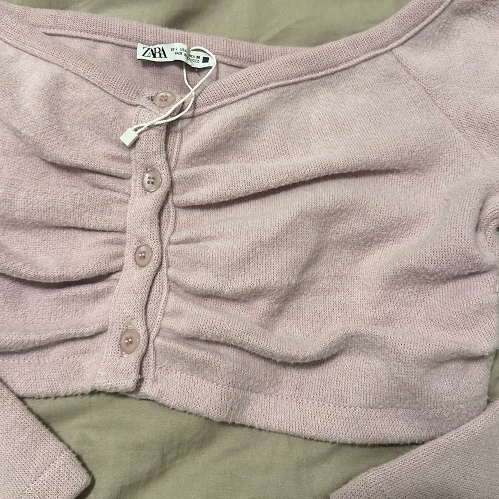 Zara purple lavender sweater knit crop top blouse jacket NEW Bloggers favorite - Picture 3 of 6